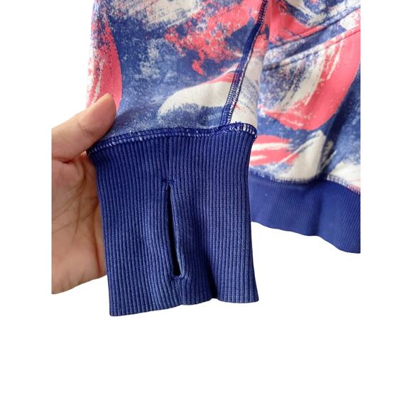 IVIVVA Trippy Solar Pigment Blue Pink Zip Up Hoodie Long Sleeve Thumbhole 12 EUC - Picture 5 of 7